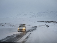 In Hauganes, Iceland, on November 27, 2024, roads in northern Iceland present unique challenges due to winter weather conditions. This regio...