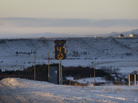 Speed control device located on Route 1 (Ring Road) on the way to the village of Blonduos, Iceland on November 27, 2024. Roads in northern I...