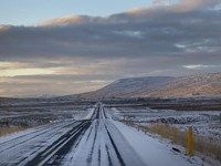 Scenery on alternate road 518 in the Reykholt region, Iceland, on November 27, 2024. Roads in northern Iceland present unique challenges due...