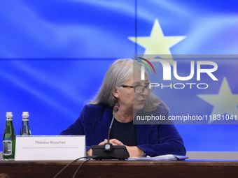 Secretary-General of the Council of the European Union (EU) Therese Blanchet participates in a meeting with Polish Prime Minister Donald Tus...