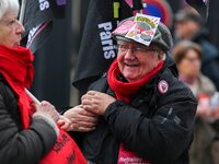 Retirees participate in a rally to call for pensions to be raised with inflation in Paris, France, on December 3, 2024, near the Prime Minis...