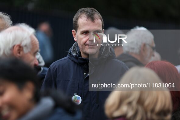 French union FSU national secretary Benoit Teste participates in a rally by retired people to call for pensions to be raised with inflation...