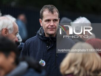 French union FSU national secretary Benoit Teste participates in a rally by retired people to call for pensions to be raised with inflation...