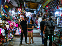 Shops are near Kempty Falls in Mussoorie, Uttarakhand, India, on April 18, 2024. (