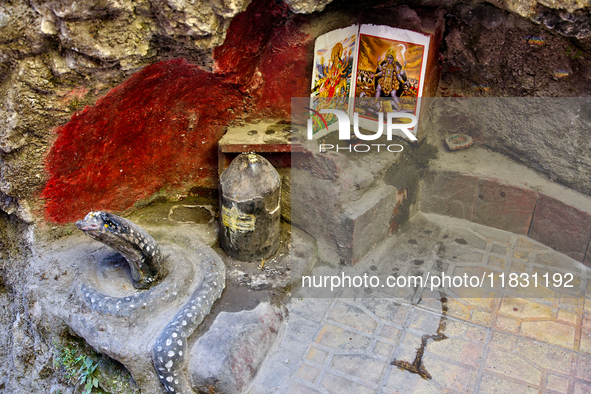 A small Hindu shrine is in Mussoorie, Uttarakhand, India, on April 18, 2024. 