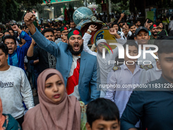 Activists of the Jatiya Nagarik Committee (National Citizens Committee) stage a protest rally against the attack on the Bangladesh Assistant...