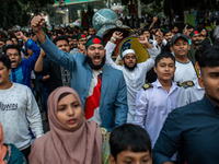 Activists of the Jatiya Nagarik Committee (National Citizens Committee) stage a protest rally against the attack on the Bangladesh Assistant...