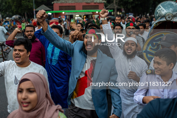 Activists of the Jatiya Nagarik Committee (National Citizens Committee) stage a protest rally against the attack on the Bangladesh Assistant...