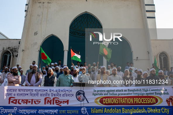 Bangladeshi activists of Islami Andolon Bangladesh stage a protest rally against the attack on the Bangladesh Assistant High Commission in A...