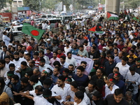 Activists of the Jatiya Nagarik Committee stage a protest rally against the attack on the Bangladesh Assistant High Commission in Agartala a...