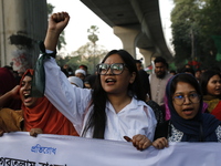 Activists of the Jatiya Nagarik Committee stage a protest rally against the attack on the Bangladesh Assistant High Commission in Agartala a...