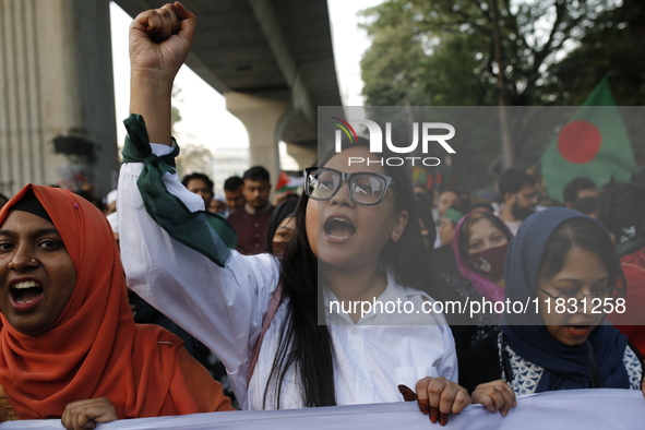 Activists of the Jatiya Nagarik Committee stage a protest rally against the attack on the Bangladesh Assistant High Commission in Agartala a...