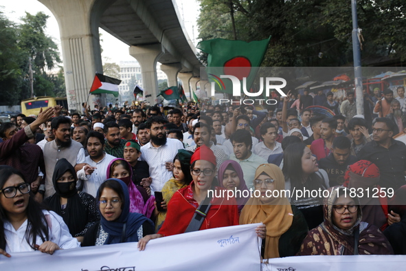 Activists of the Jatiya Nagarik Committee stage a protest rally against the attack on the Bangladesh Assistant High Commission in Agartala a...