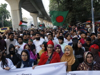 Activists of the Jatiya Nagarik Committee stage a protest rally against the attack on the Bangladesh Assistant High Commission in Agartala a...