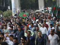 Activists of the Jatiya Nagarik Committee stage a protest rally against the attack on the Bangladesh Assistant High Commission in Agartala a...