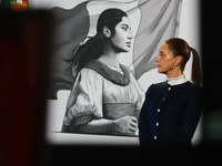 Claudia Sheinbaum, Mexico's president, speaks during the national security report at the briefing conference at the National Palace in Mexic...