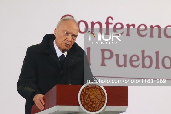 Attorney General Alejandro Gertz Manero speaks during the national security report at the briefing conference at the National Palace in Mexi...