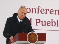 Attorney General Alejandro Gertz Manero speaks during the national security report at the briefing conference at the National Palace in Mexi...