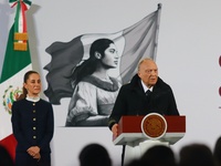 Attorney General Alejandro Gertz Manero speaks during the national security report at the briefing conference at the National Palace in Mexi...