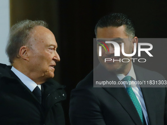 Secretary of Security and Citizen Protection Omar Garcia Harfuch and Attorney General Alejandro Gertz Manero participate in the national sec...