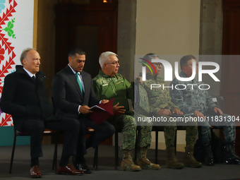 (L-R) Attorney General Alejandro Gertz Manero, Secretary of Security and Citizen Protection Omar Garcia Harfuch, Minister of National Defens...