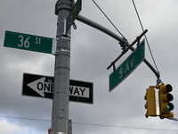 Two men are stabbed during an attempted robbery of a vehicle at a Shell gas station in the Sunset Park section of Brooklyn, New York, United...