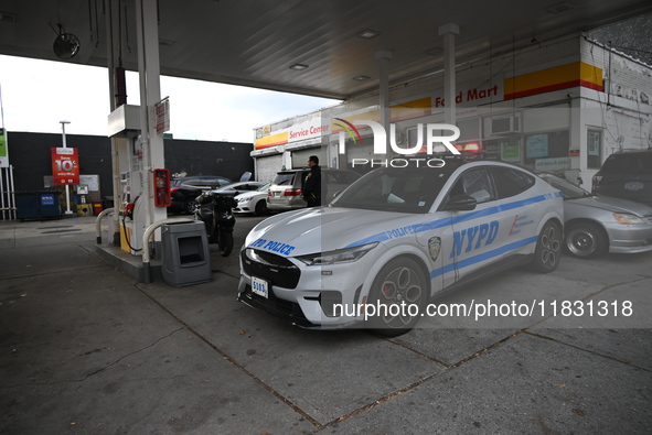 Two men are stabbed during an attempted robbery of a vehicle at a Shell gas station in the Sunset Park section of Brooklyn, New York, United...