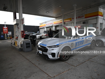 Two men are stabbed during an attempted robbery of a vehicle at a Shell gas station in the Sunset Park section of Brooklyn, New York, United...