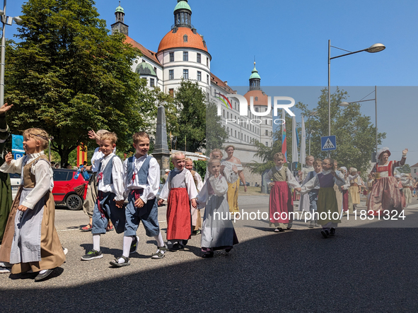 In Neuburg an der Donau, Germany, on July 9, 2023, the city hosts a grand historical parade as part of its annual castle festival. Around 2,...