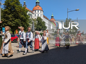 In Neuburg an der Donau, Germany, on July 9, 2023, the city hosts a grand historical parade as part of its annual castle festival. Around 2,...