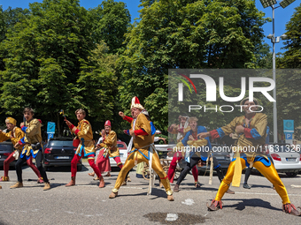 In Neuburg an der Donau, Germany, on July 9, 2023, the city hosts a grand historical parade as part of its annual castle festival. Around 2,...