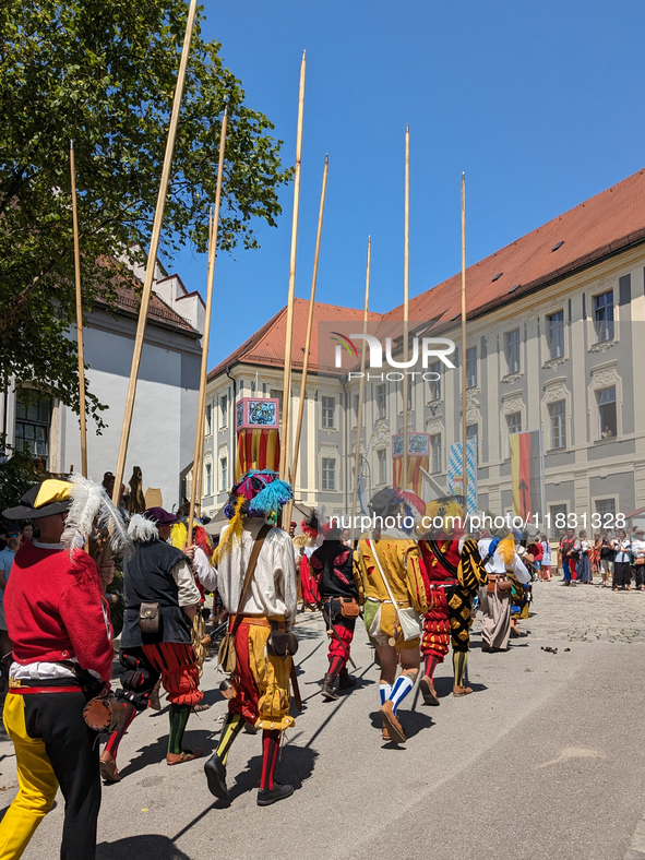 In Neuburg an der Donau, Germany, on July 9, 2023, the city hosts a grand historical parade as part of its annual castle festival. Around 2,...