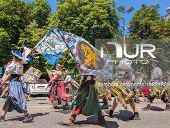 In Neuburg an der Donau, Germany, on July 9, 2023, the city hosts a grand historical parade as part of its annual castle festival. Around 2,...