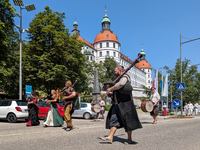 In Neuburg an der Donau, Germany, on July 9, 2023, the city hosts a grand historical parade as part of its annual castle festival. Around 2,...