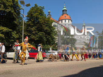 In Neuburg an der Donau, Germany, on July 9, 2023, the city hosts a grand historical parade as part of its annual castle festival. Around 2,...