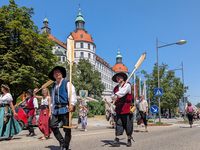 In Neuburg an der Donau, Germany, on July 9, 2023, the city hosts a grand historical parade as part of its annual castle festival. Around 2,...