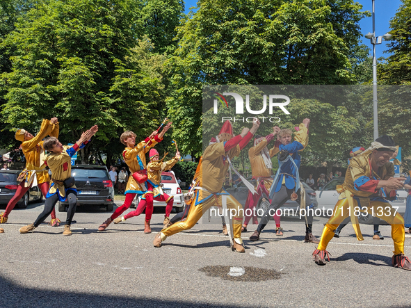 In Neuburg an der Donau, Germany, on July 9, 2023, the city hosts a grand historical parade as part of its annual castle festival. Around 2,...