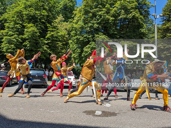 In Neuburg an der Donau, Germany, on July 9, 2023, the city hosts a grand historical parade as part of its annual castle festival. Around 2,...