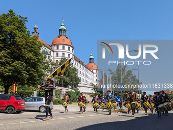 In Neuburg an der Donau, Germany, on July 9, 2023, the city hosts a grand historical parade as part of its annual castle festival. Around 2,...