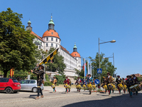 In Neuburg an der Donau, Germany, on July 9, 2023, the city hosts a grand historical parade as part of its annual castle festival. Around 2,...