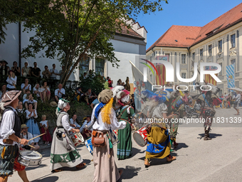 In Neuburg an der Donau, Germany, on July 9, 2023, the city hosts a grand historical parade as part of its annual castle festival. Around 2,...