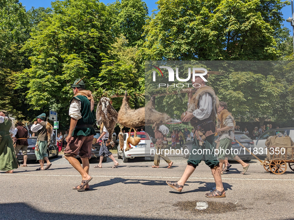 In Neuburg an der Donau, Germany, on July 9, 2023, the city hosts a grand historical parade as part of its annual castle festival. Around 2,...