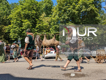 In Neuburg an der Donau, Germany, on July 9, 2023, the city hosts a grand historical parade as part of its annual castle festival. Around 2,...