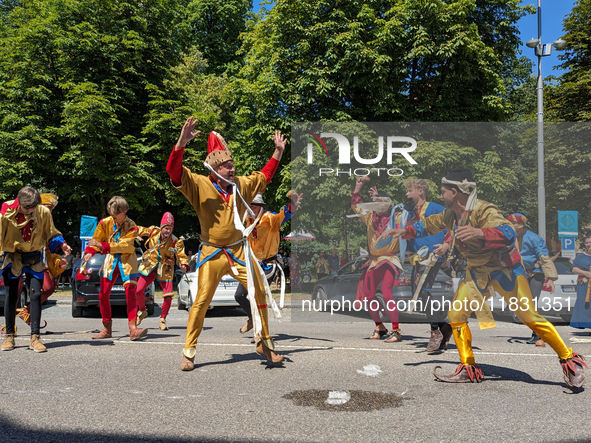 In Neuburg an der Donau, Germany, on July 9, 2023, the city hosts a grand historical parade as part of its annual castle festival. Around 2,...