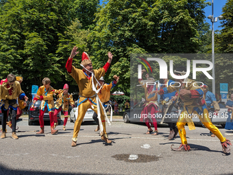 In Neuburg an der Donau, Germany, on July 9, 2023, the city hosts a grand historical parade as part of its annual castle festival. Around 2,...