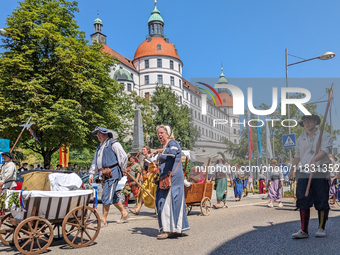 In Neuburg an der Donau, Germany, on July 9, 2023, the city hosts a grand historical parade as part of its annual castle festival. Around 2,...