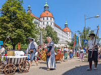 In Neuburg an der Donau, Germany, on July 9, 2023, the city hosts a grand historical parade as part of its annual castle festival. Around 2,...