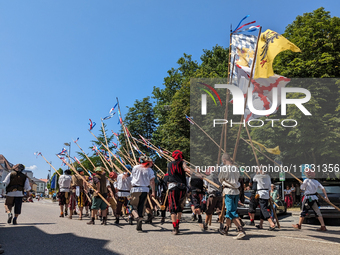 In Neuburg an der Donau, Germany, on July 9, 2023, the city hosts a grand historical parade as part of its annual castle festival. Around 2,...