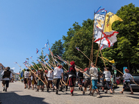 In Neuburg an der Donau, Germany, on July 9, 2023, the city hosts a grand historical parade as part of its annual castle festival. Around 2,...