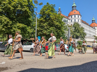 In Neuburg an der Donau, Germany, on July 9, 2023, the city hosts a grand historical parade as part of its annual castle festival. Around 2,...